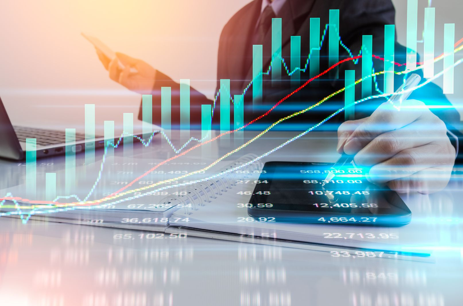 Illustration of AI and ML applications in the banking sector, including customer service automation and fraud detection