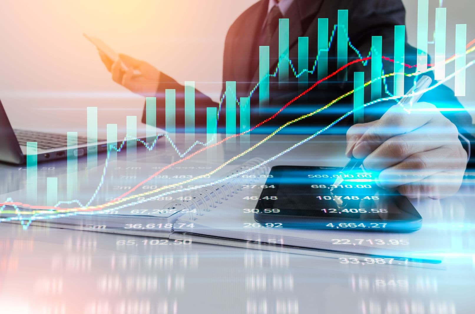 Illustration of AI and ML applications in the banking sector, including customer service automation and fraud detection
